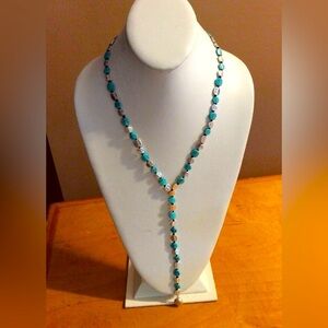 Lucky Brand Turquoise and silver lariot necklace